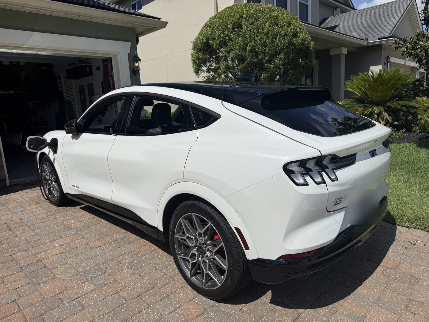 Ford Mustang Mach-E charging from a Ford Connected Charge Station installed by Pure Power Electrical in Durbin Crossing, St. Johns, FL