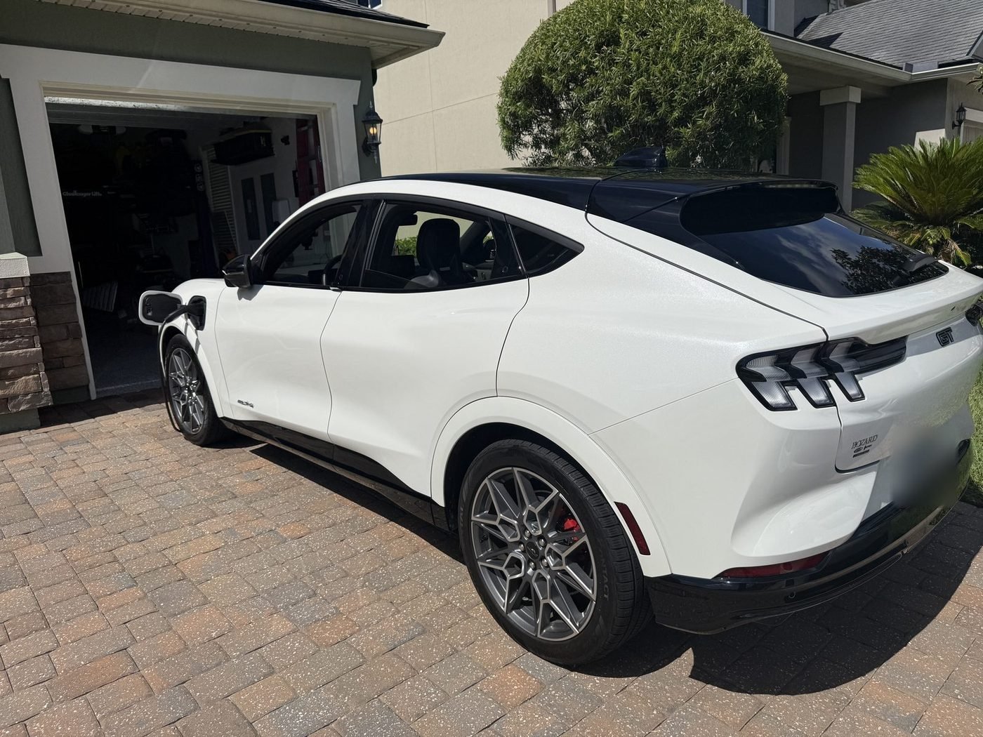 Ford Mustang Mach-E charging from a Ford Connected Charge Station installed by Pure Power Electrical in Durbin Crossing, St. Johns, FL